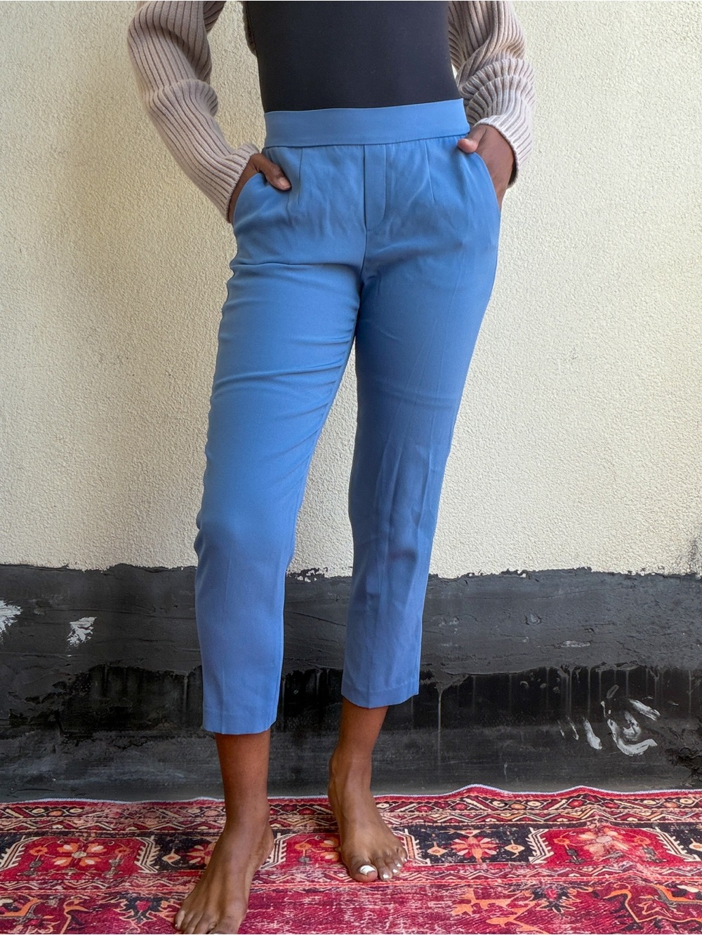 Babaton Light Blue Cropped Ankle Pants